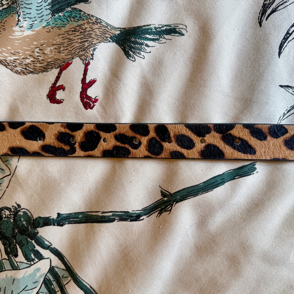 J. Crew Cowhide Belt Gold Buckle Leopard Print - Picture 4 of 8